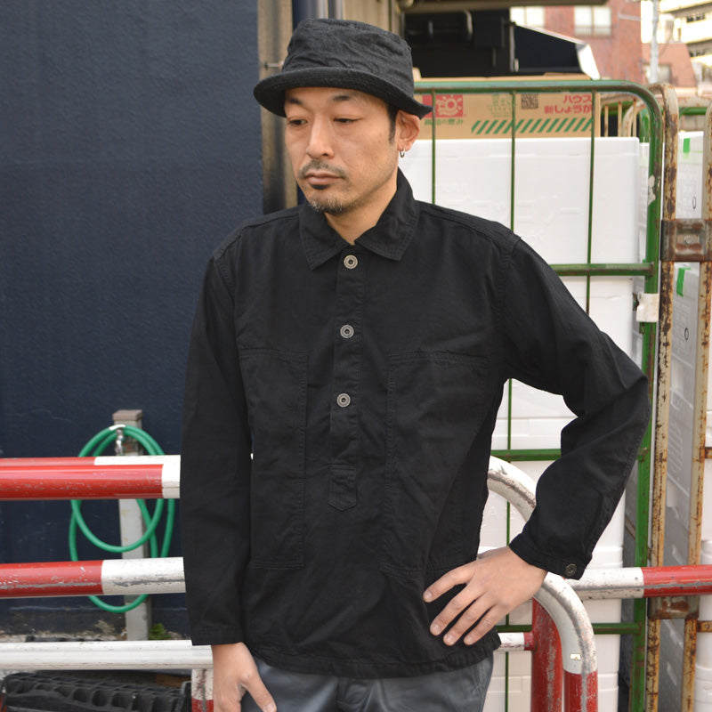 FULL COUNT "4097-1" US Army Black Black Denim Pullover Shirt