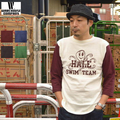 WARE HOUSE "4800 SWIM TEAM" 3/4 Sleeve Baseball T-shirt