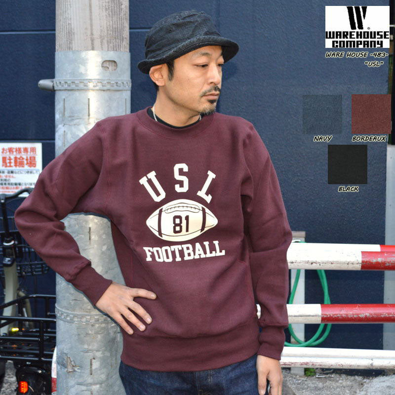 WARE HOUSE "483 USL" Reverse style exclusive Hanging Lining Sweatshirt