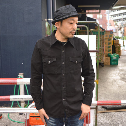 FULL COUNT "4894BKBK-26" Black Black Denim Western Shirt
