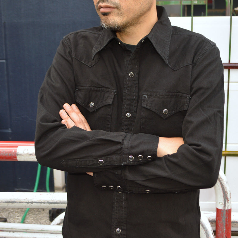 FULL COUNT "4894BKBK-26" Black Black Denim Western Shirt