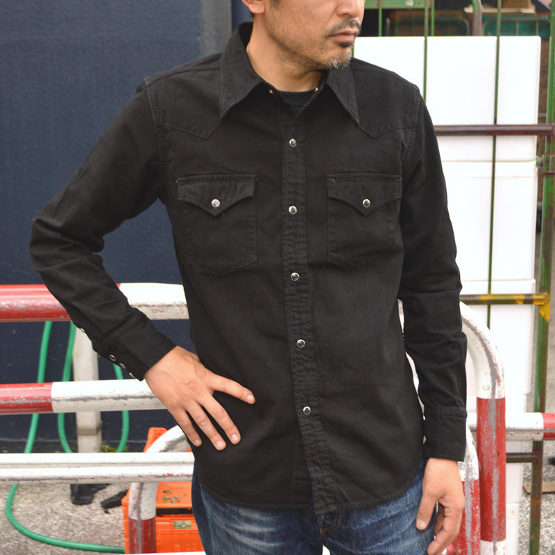 FULL COUNT "4894BKBK-26" Black Black Denim Western Shirt