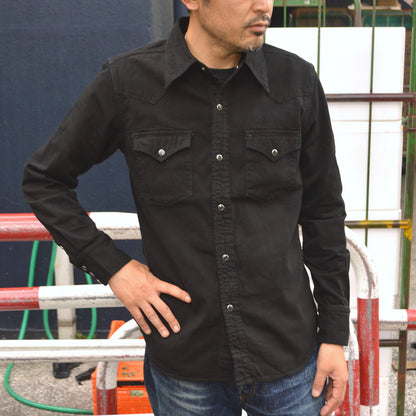 FULL COUNT "4894BKBK-26" Black Black Denim Western Shirt