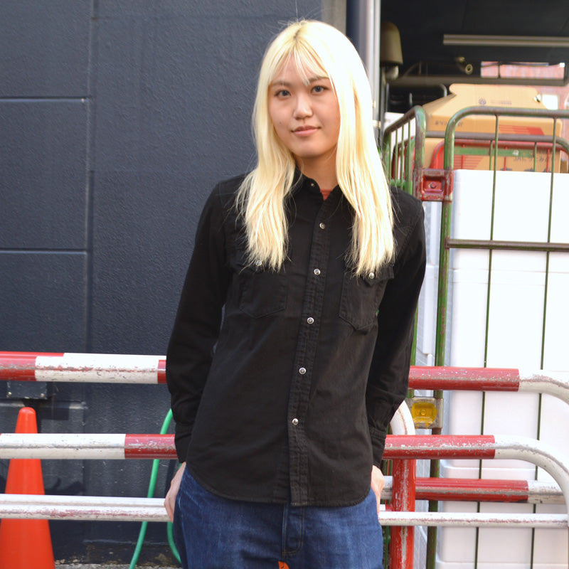 FULL COUNT "4894BKBK-26" Black Black Denim Western Shirt