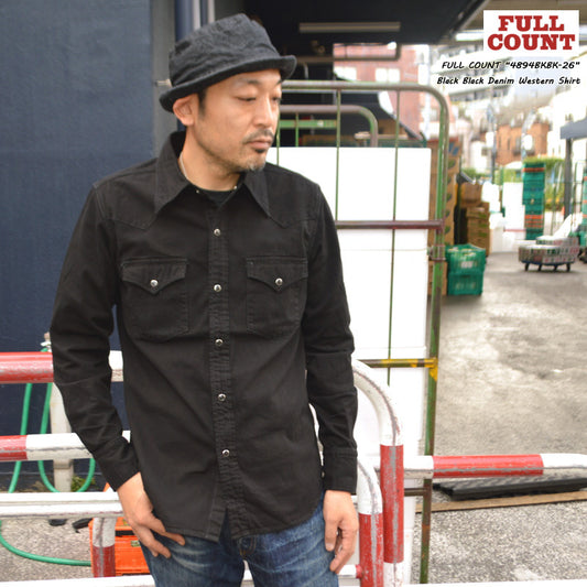 FULL COUNT "4894BKBK-26" Black Black Denim Western Shirt