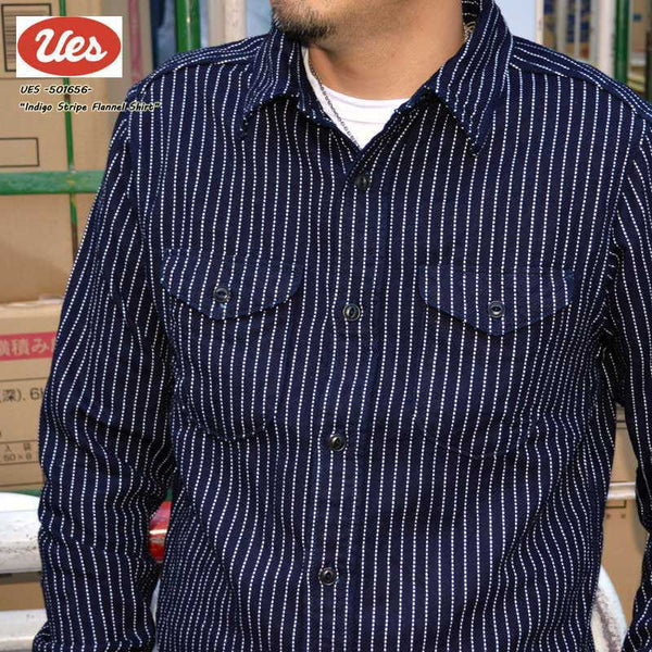 UES "501656" INDIGO STRIPE FLANNEL SHIRT