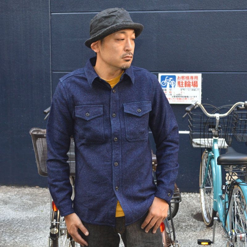 UES "502455" INDIGO AMUNZEN SHIRT "HEAVY FLANNEL SHIRT"