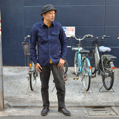 UES "502455" INDIGO AMUNZEN SHIRT "HEAVY FLANNEL SHIRT"