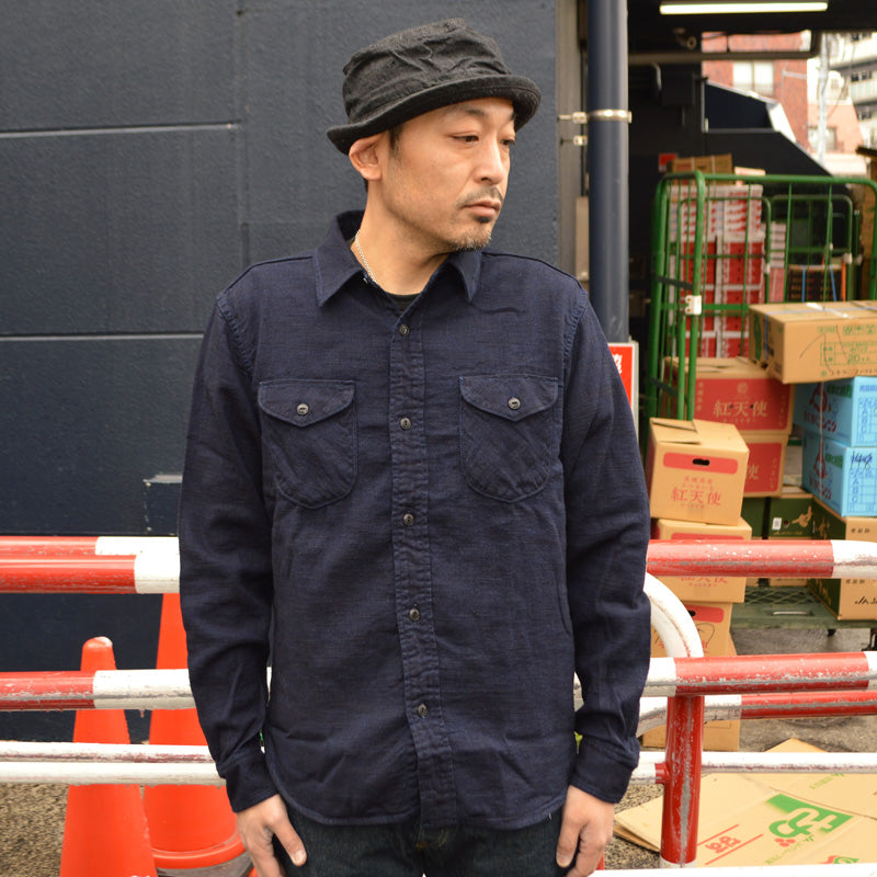 UES "502603" Indigo Cotton Viyella Shirt