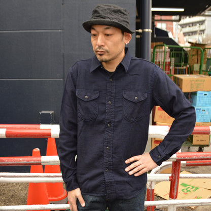 UES "502603" Indigo Cotton Viyella Shirt