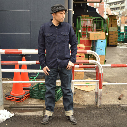 UES "502603" Indigo Cotton Viyella Shirt