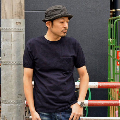 UES "652430" Indigo Crew Neck Pocket Tee