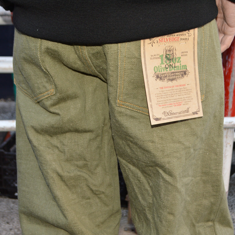 ONI DENIM "822-OLD18" 18oz Olive Denim Super Wide Tapered