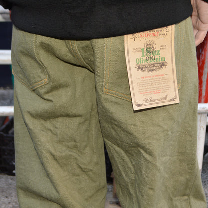 ONI DENIM "822-OLD18" 18oz Olive Denim Super Wide Tapered
