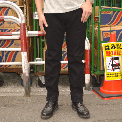 ONI DENIM "902CCD-BKBK" 15oz Crushed Concrete Denim Black×Black High Rize Relax Tapered