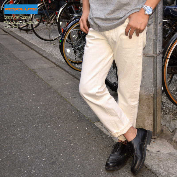 RESOLUTE "AA710" 10th Anniversary White Jeans Tight Straight (66model)