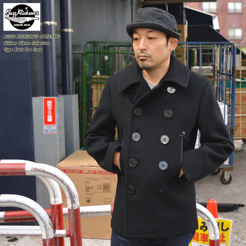BUZZ RICKSON'S William Gibson Collection "BR12394" Type Black Pea Coat