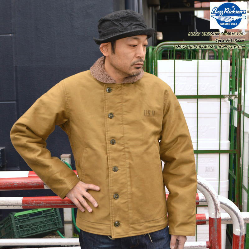 BUZZ RICKSON'S "BR15345" Type N-1 Khaki “NAVY DEPARTMENT DEMOTEX-ED”