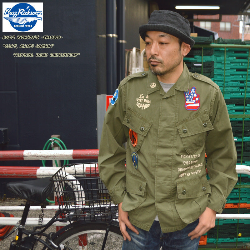 BUZZ RICKSON'S "BR15919" COAT, MAN'S COMBAT TROPICAL HAND EMBROIDERY