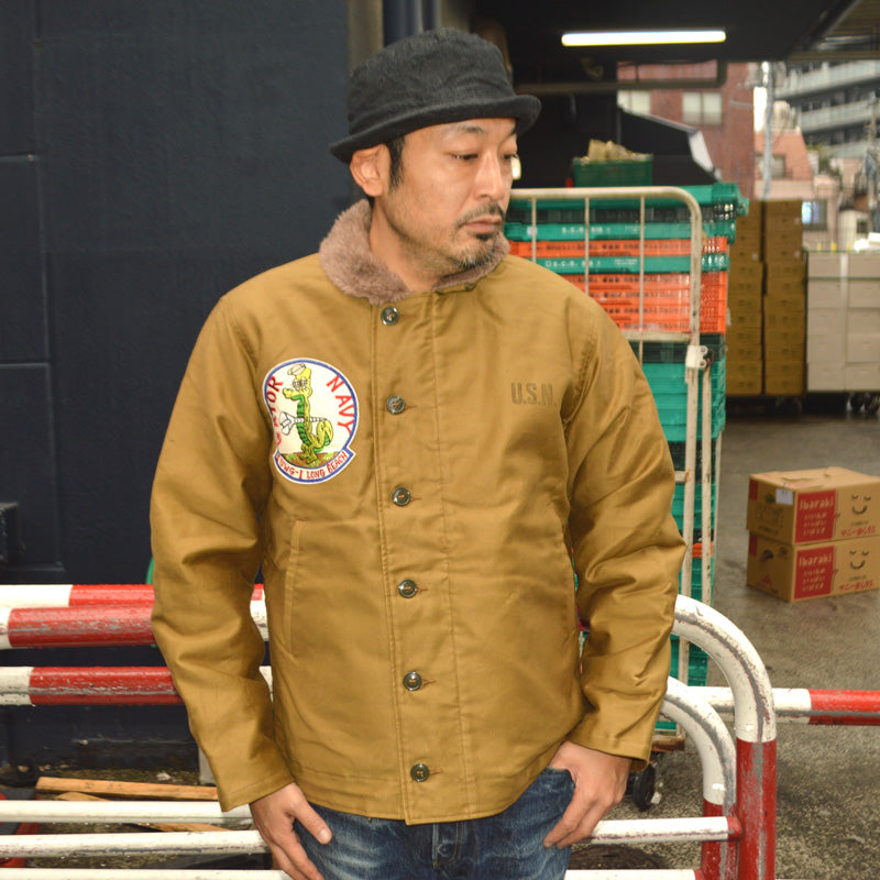 BUZZ RICKSON'S  "BR16014" N-1 KHAKI "NAVAL CLOTHING DEPOT DEMOTEX-ED" GATOR NAVY