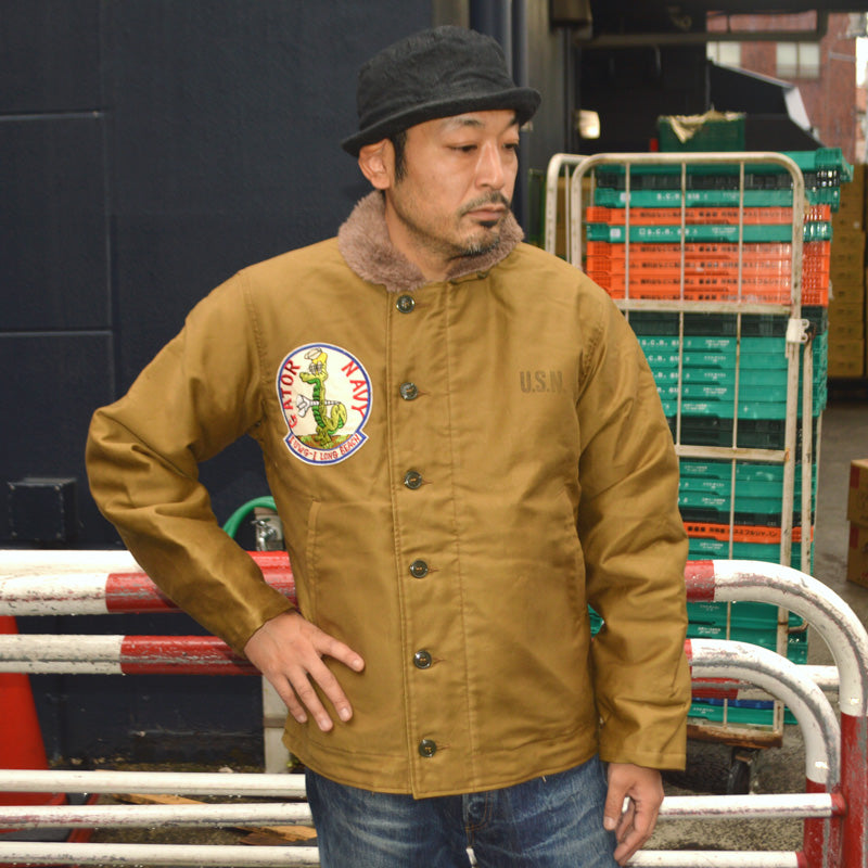 BUZZ RICKSON'S  "BR16014" N-1 KHAKI "NAVAL CLOTHING DEPOT DEMOTEX-ED" GATOR NAVY