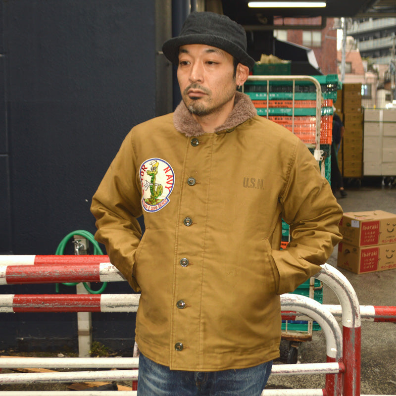 BUZZ RICKSON'S  "BR16014" N-1 KHAKI "NAVAL CLOTHING DEPOT DEMOTEX-ED" GATOR NAVY
