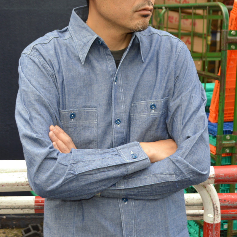 BUZZ RICKSON'S "BR25995" BLUE CHAMBRAY WORK SHIRT