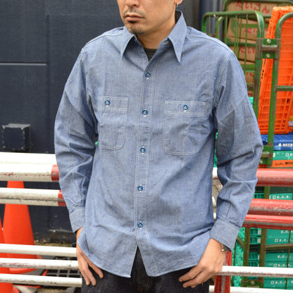 BUZZ RICKSON'S "BR25995" BLUE CHAMBRAY WORK SHIRT