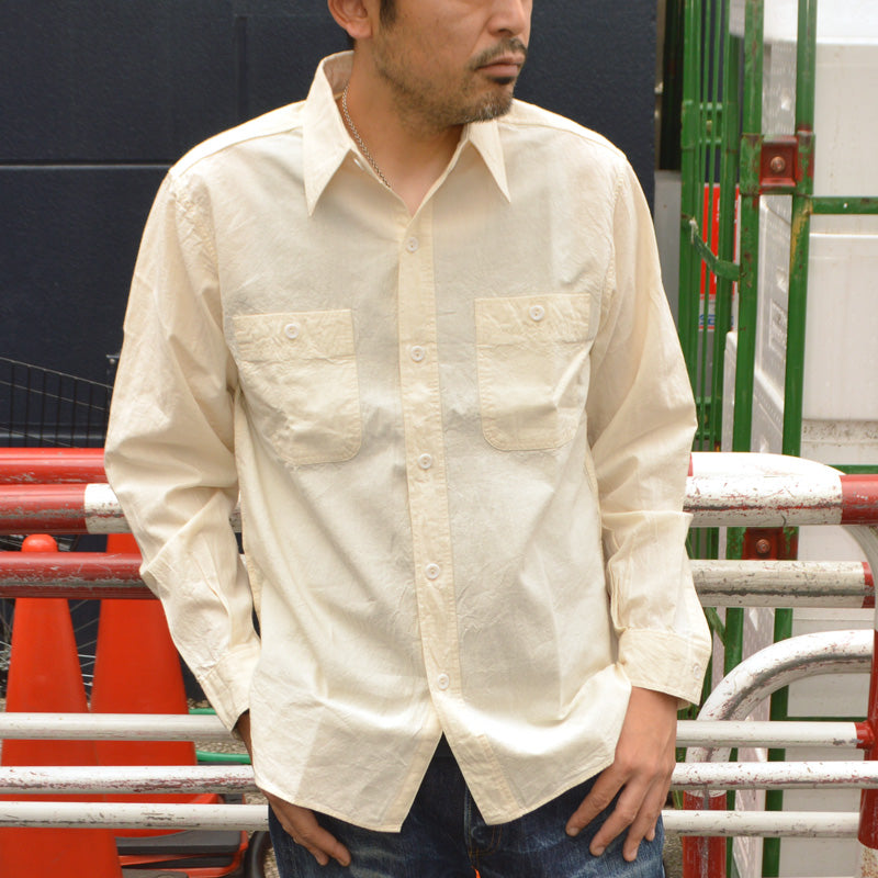 BUZZ RICKSON'S "BR25996" WHITE CHAMBRAY WORK SHIRT