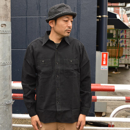BUZZ RICKSON'S William Gibson Collection "BR29143" Black Chambray L/S Work Shirt