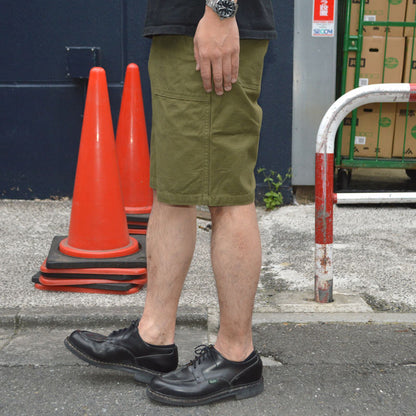 BUZZ RICKSON'S "BR51735" TROUSERS, MEN'S, COTTON SATEEN OLIVE GREEN QM SHADE 107, TYPE 1, CLASS SHORTS