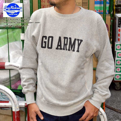 BUZZ RICKSON'S "BR69070" HORIZONTAL KNITTING SWEAT SWEAT SHIRT “GO ARMY BEAT NAVY”