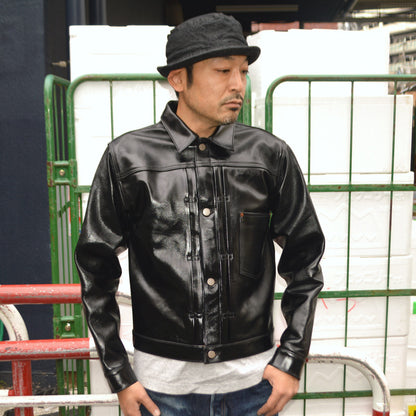 BUZZ RICKSON'S WILLIAM GIBSON COLLECTION "BR80691" BLACK LEATHER BLOUSE