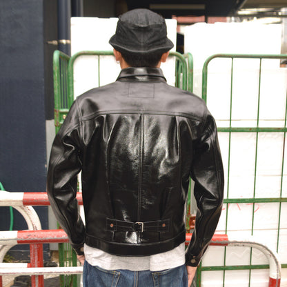 BUZZ RICKSON'S WILLIAM GIBSON COLLECTION "BR80691" BLACK LEATHER BLOUSE