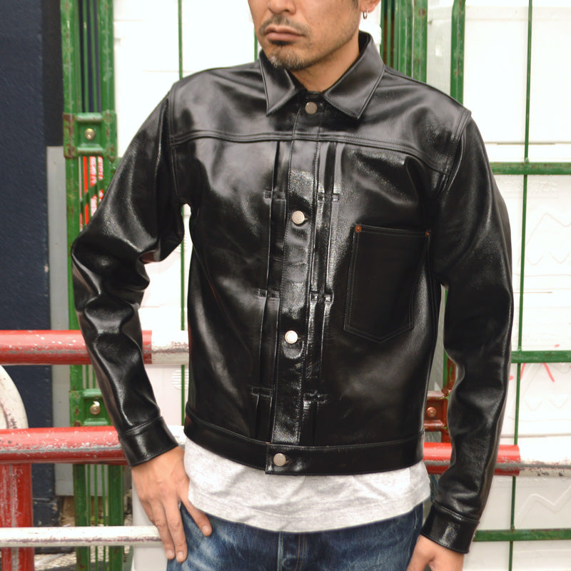 BUZZ RICKSON'S WILLIAM GIBSON COLLECTION "BR80691" BLACK LEATHER BLOUSE