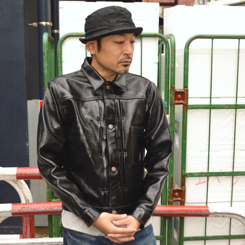 BUZZ RICKSON'S WILLIAM GIBSON COLLECTION "BR80691" BLACK LEATHER BLOUSE