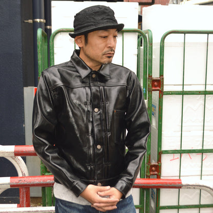BUZZ RICKSON'S WILLIAM GIBSON COLLECTION "BR80691" BLACK LEATHER BLOUSE