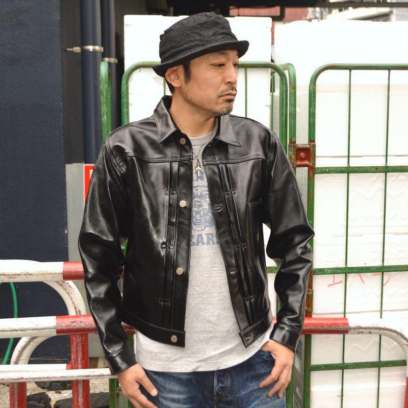 BUZZ RICKSON'S WILLIAM GIBSON COLLECTION "BR80691" BLACK LEATHER BLOUSE
