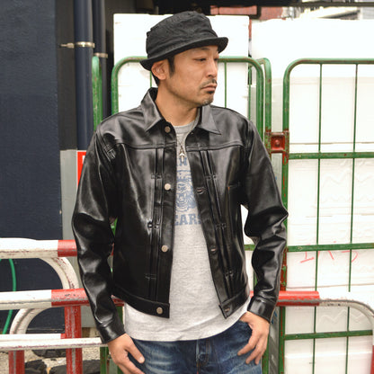 BUZZ RICKSON'S WILLIAM GIBSON COLLECTION "BR80691" BLACK LEATHER BLOUSE
