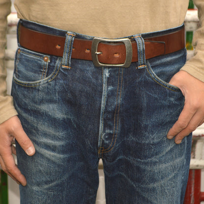 ART BROWN "EDB40014AB" 40mm Garrison Belt U.K. Saddle Leather