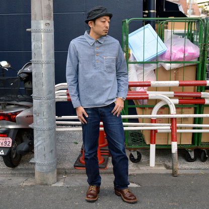 FOB FACTORY "F3487" CHAMBRAY P/O SHIRT