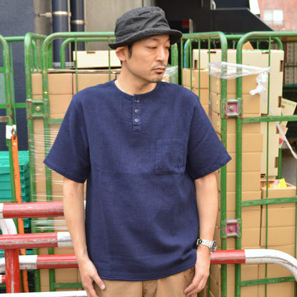 FOB FACTORY "F3493" INDIGO WAFFLE-T