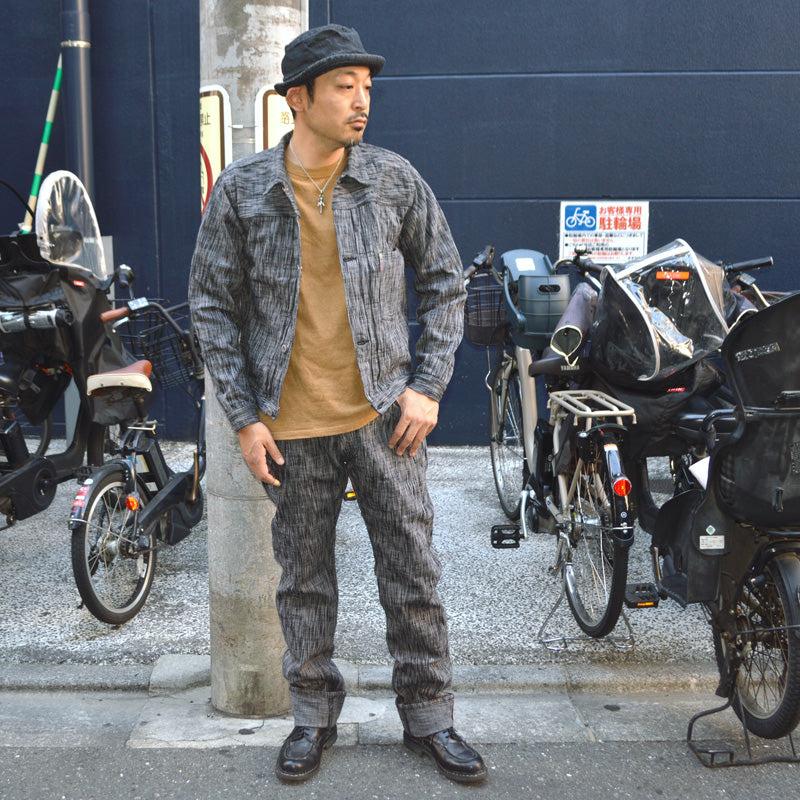 graphzero "GZ-15SLSTSK-BKGY" 15oz Skein dyeing(Kasezome) Slim Straight Jeans