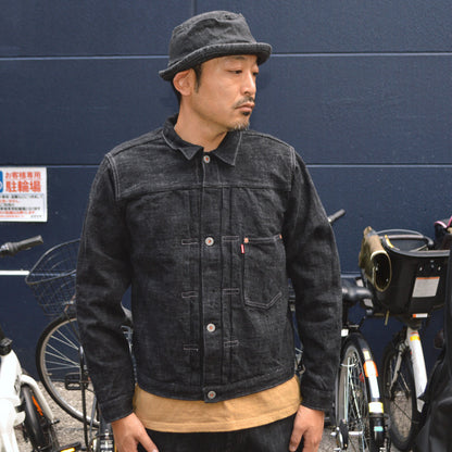 graphzero "GZ-SKGJ1ST-BK" Jean Jacket-WW2 (1st Skein dyeing BK)(Kasezome)