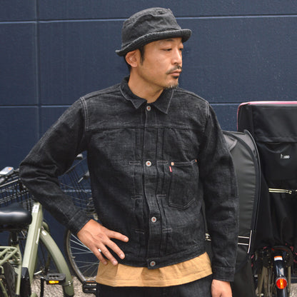 graphzero "GZ-SKGJ1ST-BK" Jean Jacket-WW2 (1st Skein dyeing BK)(Kasezome)