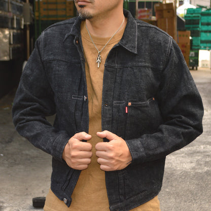 graphzero "GZ-SKGJ1ST-BK" Jean Jacket-WW2 (1st Skein dyeing BK)(Kasezome)