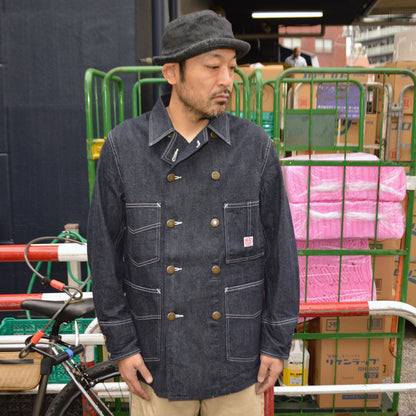 HEADLIGHT "HD15844" 9.5oz. SPECIAL WEAVE DENIM DOUBLE BREASTED COAT