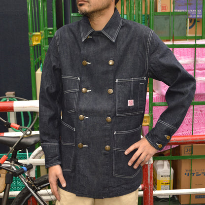 HEADLIGHT "HD15844" 9.5oz. SPECIAL WEAVE DENIM DOUBLE BREASTED COAT