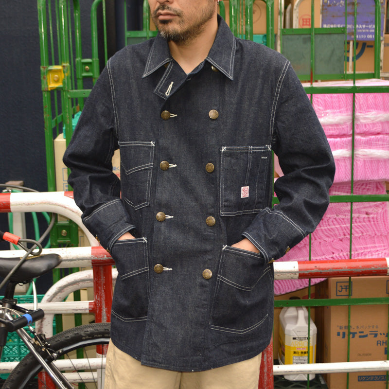 HEADLIGHT "HD15844" 9.5oz. SPECIAL WEAVE DENIM DOUBLE BREASTED COAT