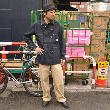 HEADLIGHT "HD15844" 9.5oz. SPECIAL WEAVE DENIM DOUBLE BREASTED COAT